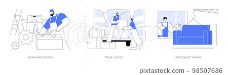 Moving company services abstract concept vector illustrations. Moving company services abstract concept vector illustrations. 98507686