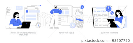 Tax filing abstract concept vector illustrations. 98507730