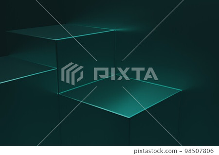 3D rendering dark green metal cube for futuristic modern high technology advertising abstract for background 3D rendering dark green metal cube for futuristic modern high technology advertising abstract for background 98507806