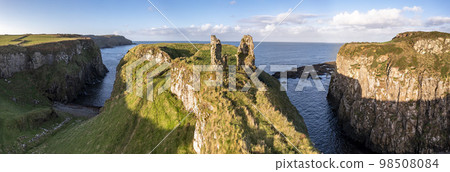 Dunseverick Castle is located west of the village of Dunseverick, in County Antrim, in Northern Ireland. 98508084