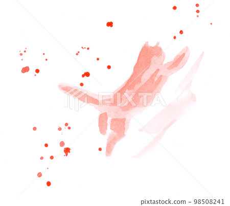 Cat in a jump, movement. Cute pet, ginger kitten. Watercolor, art decoration, sketch. Illustration hand drawn modern 98508241