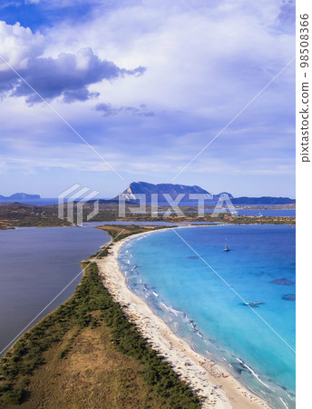 Italy. Sardegnia island nature scenery and best beaches. Aerial drone panoramic view  98508366