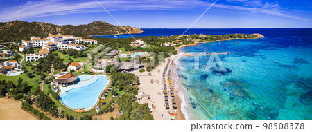 Italy summer holidyas . Sardegna island - scenic Emerald coast (costa smeralda) with most beautiful beaches  98508378
