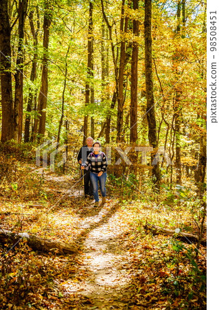 Senior couple hiking 98508451