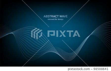 Abstract wave element for design. Digital frequency track equalizer. Stylized line art background. Colorful shiny wave with lines created using blend tool. Curved wavy line, smooth stripe. Vector. 98508641