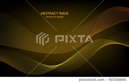Abstract wave element for design. Digital frequency track equalizer. Stylized line art background. Colorful shiny wave with lines created using blend tool. Curved wavy line, smooth stripe. Vector. 98508666