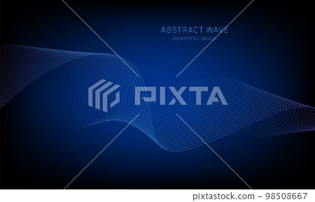 Abstract wave element for design. Digital frequency track equalizer. Stylized line art background. Colorful shiny wave with lines created using blend tool. Curved wavy line, smooth stripe. Vector. 98508667