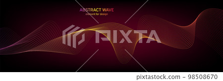 Abstract wave element for design. Digital frequency track equalizer. Stylized line art background. Colorful shiny wave with lines created using blend tool. Curved wavy line, smooth stripe. Vector. Abstract wave element for design. Digital frequency track equalizer. Stylized line art background. Colorful shiny wave with lines created using blend tool. Curved wavy line, smooth stripe. Vector. 98508670