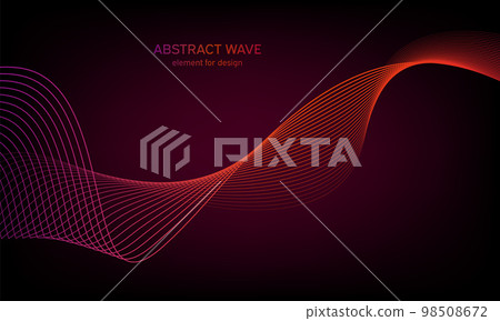 Abstract wave element for design. Digital frequency track equalizer. Stylized line art background. Colorful shiny wave with lines created using blend tool. Curved wavy line, smooth stripe. Vector. 98508672