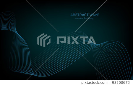 Abstract wave element for design. Digital frequency track equalizer. Stylized line art background. Colorful shiny wave with lines created using blend tool. Curved wavy line, smooth stripe. Vector. 98508673
