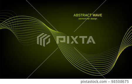 Abstract wave element for design. Digital frequency track equalizer. Stylized line art background. Colorful shiny wave with lines created using blend tool. Curved wavy line, smooth stripe. Vector. 98508675