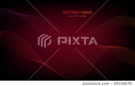 Abstract wave element for design. Digital frequency track equalizer. Stylized line art background. Colorful shiny wave with lines created using blend tool. Curved wavy line, smooth stripe. Vector. Abstract wave element for design. Digital frequency track equalizer. Stylized line art background. Colorful shiny wave with lines created using blend tool. Curved wavy line, smooth stripe. Vector. 98508676