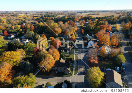 Aerial of Scotland, Ontario, Canada in fall Aerial of Scotland, Ontario, Canada in fall 98508773