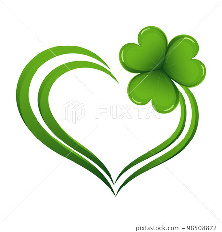 Heart with colorful clover leaf, shamrock. Logo, icon. St. Patrick's day illustration, vector Heart with colorful clover leaf, shamrock. Logo, icon. St. Patrick's day illustration, vector 98508872