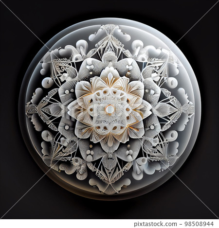 White glass mandala art. White glass mandala art. 98508944