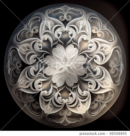 White glass mandala art. White glass mandala art. 98508945