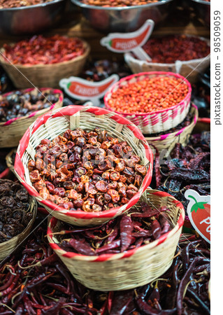 Spices for sale at a market in Oaxaca, a popular tourist destination in Mexico Spices for sale at a market in Oaxaca, a popular tourist destination in Mexico 98509059