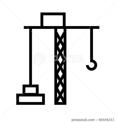 Construction crane icon line isolated on white background. Black flat thin icon on modern outline style. Linear symbol and editable stroke. Simple and pixel perfect stroke vector illustration 98509251