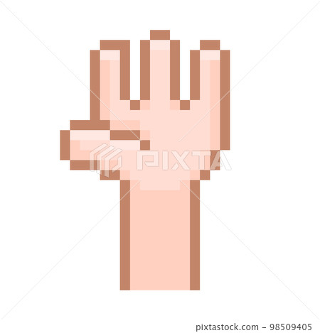 pixel illustration of an open hand 98509405