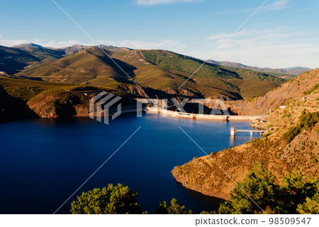 Beautiful Aerial View of El Atazar Dam in Madrid Beautiful Aerial View of El Atazar Dam in Madrid 98509547