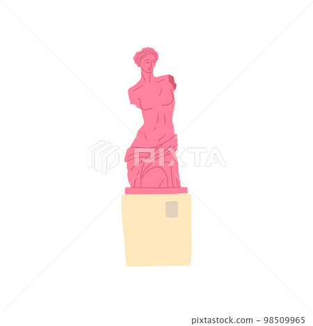 Cartoon Color Antique Statue on a Pedestal Concept Flat Design Style Isolated on a White Background. Vector illustration 98509965