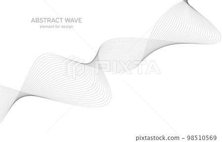 Abstract wave element for design. Digital frequency track equalizer. Stylized line art background. Vector illustration. Wave with lines created using blend tool. Curved wavy line, smooth stripe. 98510569