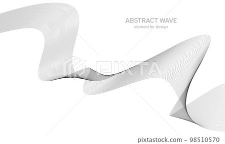 Abstract wave element for design. Digital frequency track equalizer. Stylized line art background. Vector illustration. Wave with lines created using blend tool. Curved wavy line, smooth stripe. 98510570