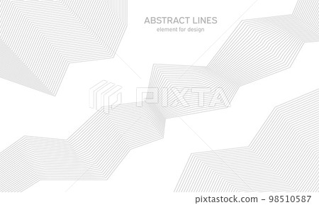 Abstract wave element for design. Digital frequency track equalizer. Stylized line art background. Vector illustration. Wave with lines created using blend tool. Curved wavy line, smooth stripe. 98510587
