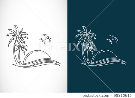 Simple modern Unique tropical beach line art logo design vector illustration Simple modern Unique tropical beach line art logo design vector illustration 98510615