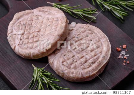 Raw meat balls with spices and herbs or crepinette Raw meat balls with spices and herbs or crepinette 98511307