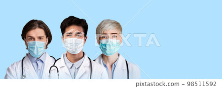 Medical Healthcare Workers Wearing Medical Face Masks Amidst Coronavirus Pandemic 98511592