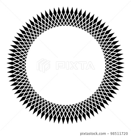 Abstract Geometric Radial Circle Pattern for Decorative Round Frame. 98511720