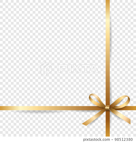 Vector 3d Realistic Golden Gift Ribbon and Bow Closeup Isolated. Bow Design Template, Background for Birthday, Christmas Presents, Gifts, Invitation, Card, Gift Box. Holiday Decoration Vector 3d Realistic Golden Gift Ribbon and Bow Closeup Isolated. Bow Design Template, Background for Birthday, Christmas Presents, Gifts, Invitation, Card, Gift Box. Holiday Decoration 98512380