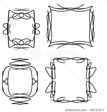 A set of hand-drawn frames on a white background 98512677