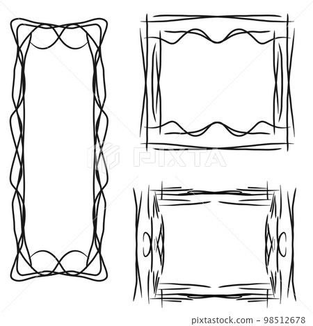 A set of hand-drawn frames on a white background A set of hand-drawn frames on a white background 98512678