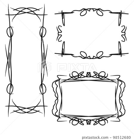 A set of hand-drawn frames on a white background A set of hand-drawn frames on a white background 98512680