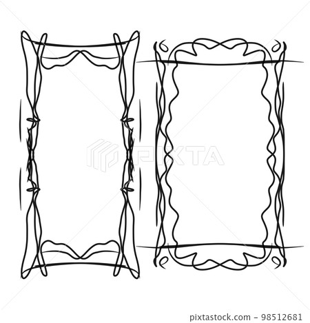A set of hand-drawn frames on a white background A set of hand-drawn frames on a white background 98512681