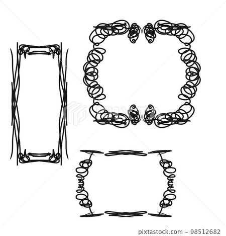 A set of hand-drawn frames on a white background A set of hand-drawn frames on a white background 98512682