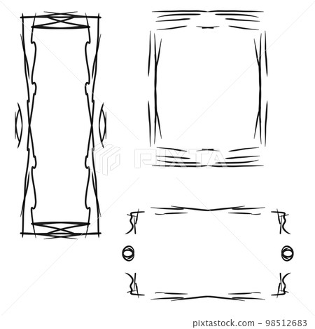 A set of hand-drawn frames on a white background A set of hand-drawn frames on a white background 98512683
