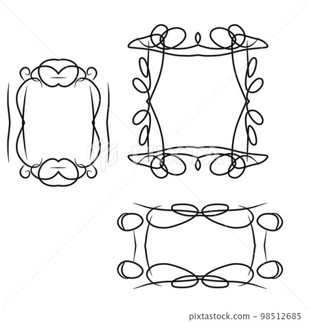 A set of hand-drawn frames on a white background A set of hand-drawn frames on a white background 98512685