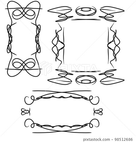 A set of hand-drawn frames on a white background A set of hand-drawn frames on a white background 98512686