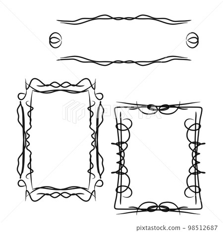 A set of hand-drawn frames on a white background 98512687