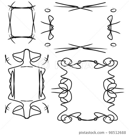 A set of hand-drawn frames on a white background A set of hand-drawn frames on a white background 98512688