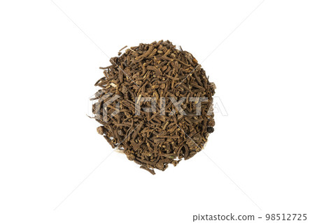 Valerian herb root heap isolated on white background. herb. heap isolated on white background. herb.Valeriana officinalis. used in herbal medicine as a tranquillizer and to treat insomnia, anxiety, 98512725