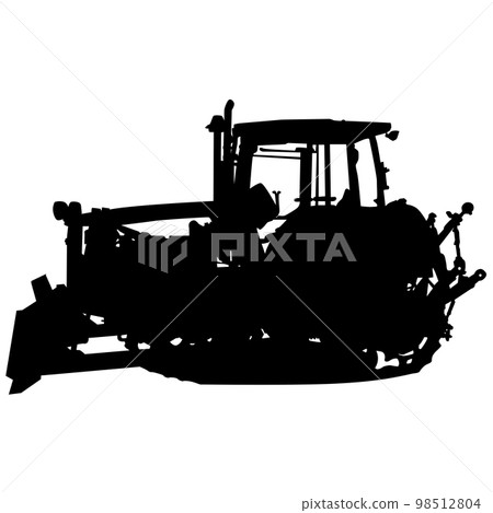 Silhouette of a heavy loaders with a ladle. on a white background Silhouette of a heavy loaders with a ladle. on a white background 98512804