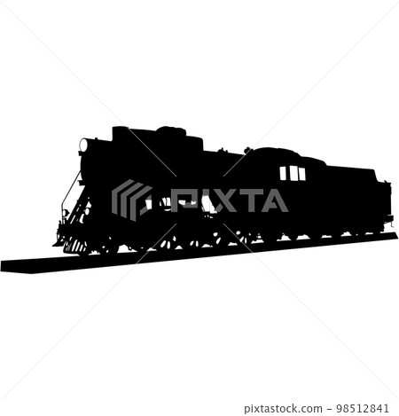 Ancient big steam locomotive on a white background 98512841