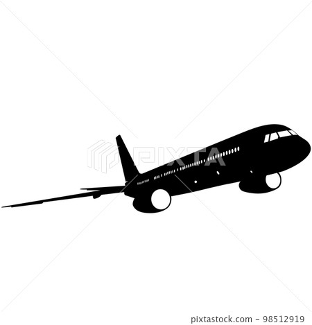 Silhouette passenger aircraft on a white background 98512919
