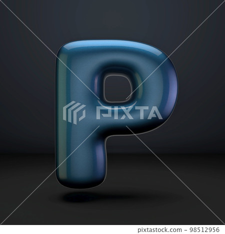 Dark blue shiny font Letter P 3D 98512956