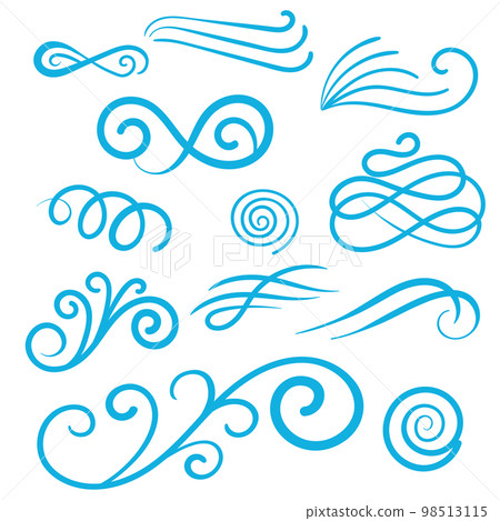 Blue Swirls and Swooshes Vector Accent Line Work Blue Swirls and Swooshes Vector Accent Line Work 98513115