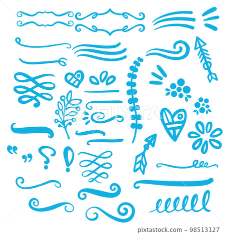 Blue Swirls and Swooshes Vector Accent Line Work 98513127